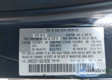 2016 Mazda Cx-5 Grand Touring from USA, damaged, VIN JM3KE2DY1G0819039